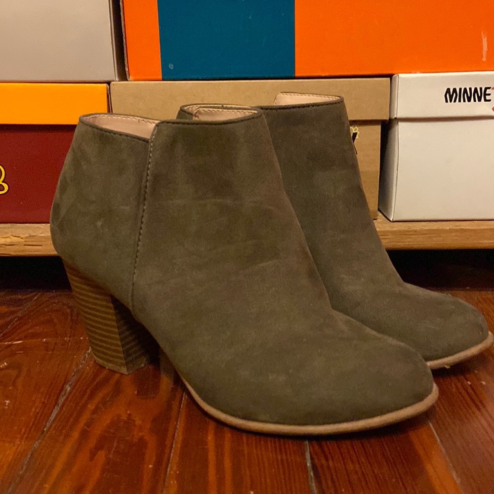 Olive Booties with Heel